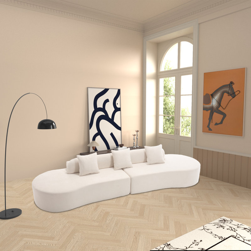 Canapé modulaire 2 pièces sans assemblage Dervil, Polyester beige