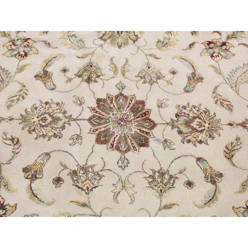 Tapis surdimensionné en laine et soie ivoire noué à la main 12 pi x 15 pi 3 po Rajasthan 228F7208894E4ECAB10FF9F905A264D