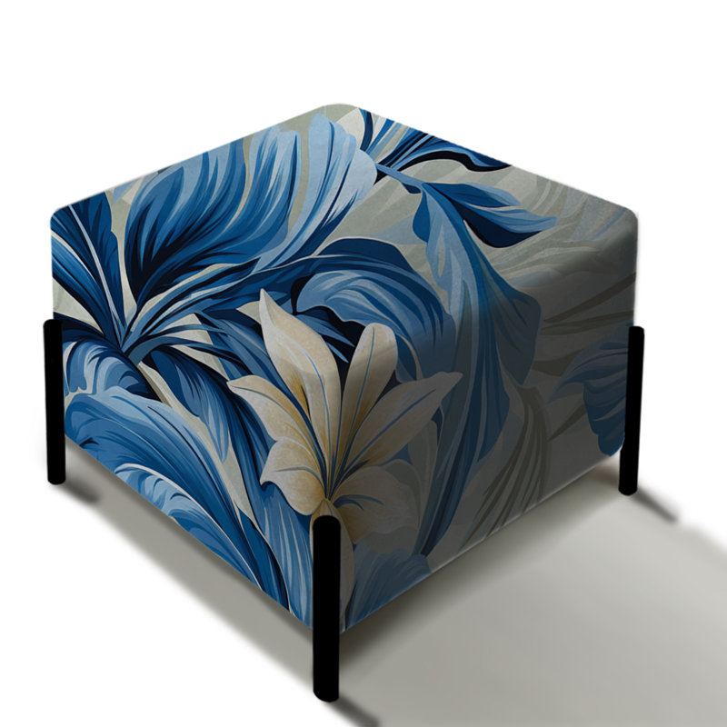 Azure Oasis Tropical Motif I - repose-pieds carré tropical
