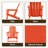 Six in a set Adirondack Chair with Cup Holder All-Weather Reclining Chair for Patio Deck Backyard and Poolside-114222258