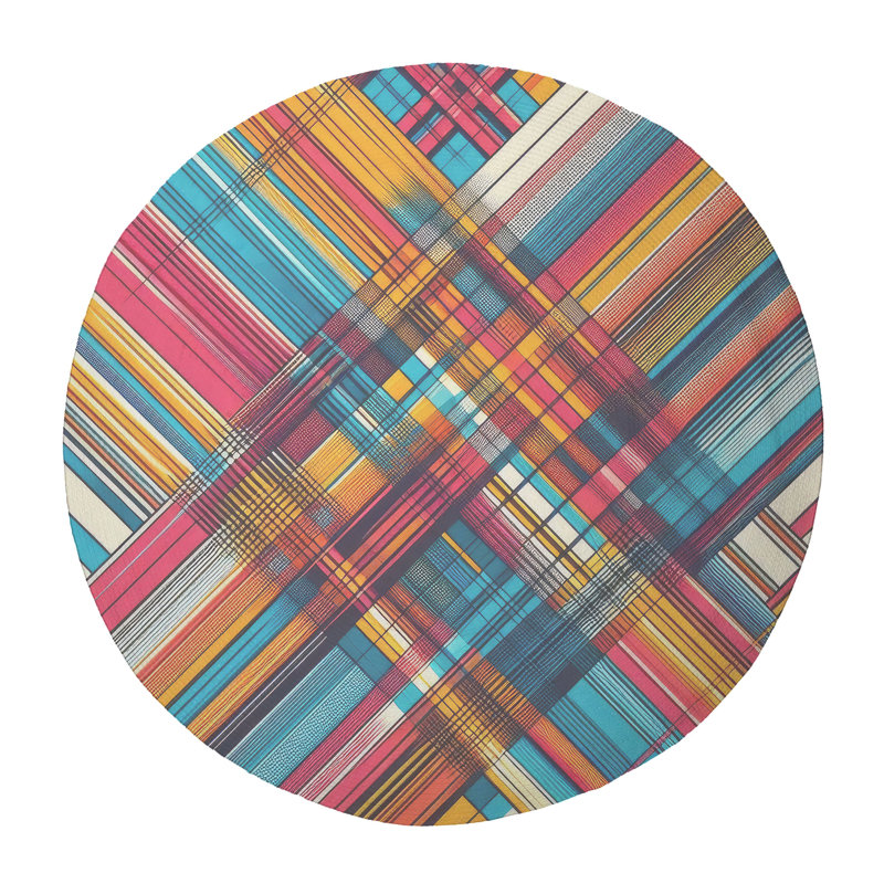 Bold Plaid Patterns Braided Rug, Round 5'