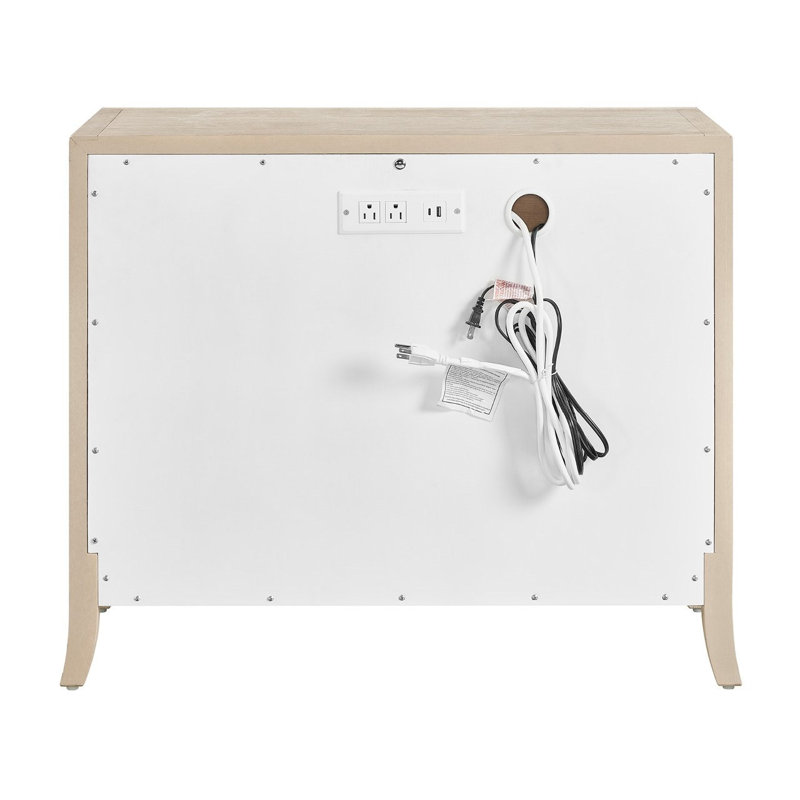 Velora 35" Wide Modern Organic Nightstand with USB and LED Light