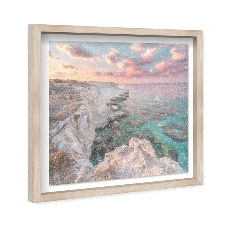 Coastal Edge IV Framed Graphic Art, 41.5" H x 41.5" W, Natural Oak Shadowbox