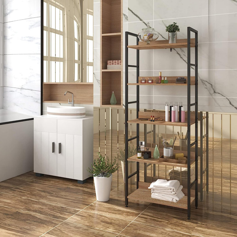 Derks 60cm W Height -Adjustable Shelving Unit, Black/Light Oak