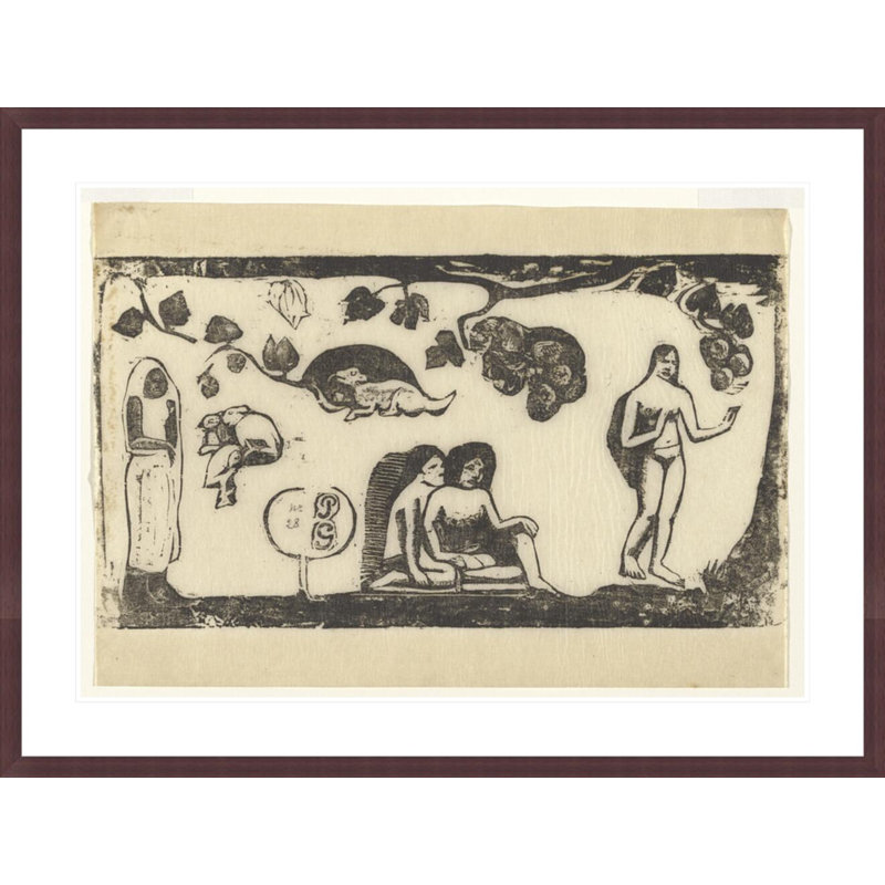 «Women Animals and Foliage» par Paul Gauguin - Estampe numérique encadrée, H 31,42 po x l 41,5 po
