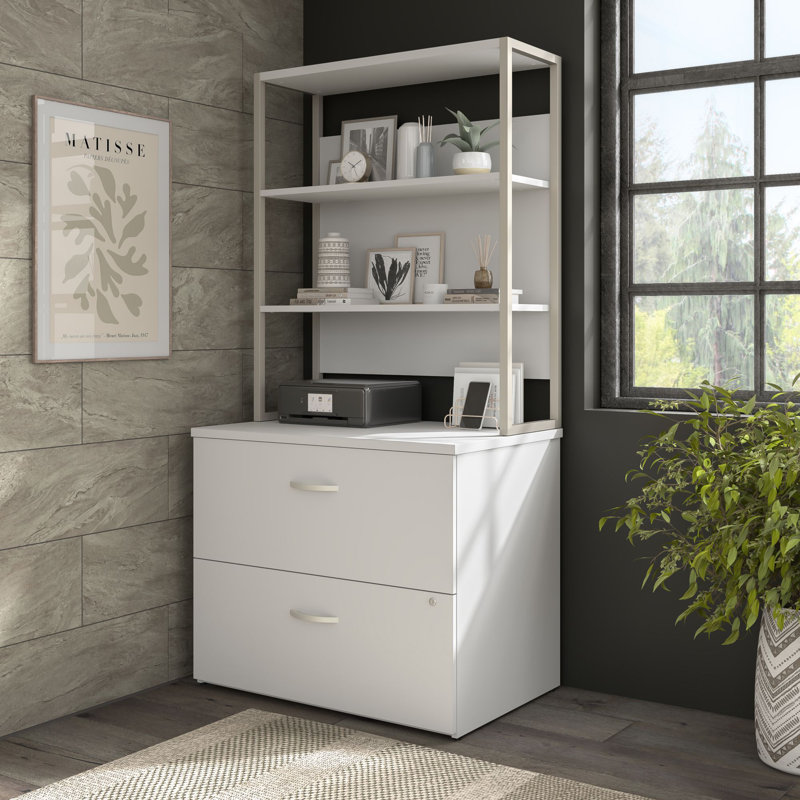 Hybrid 42'' H x 36'' W Bookcase Hutch, Off White/White