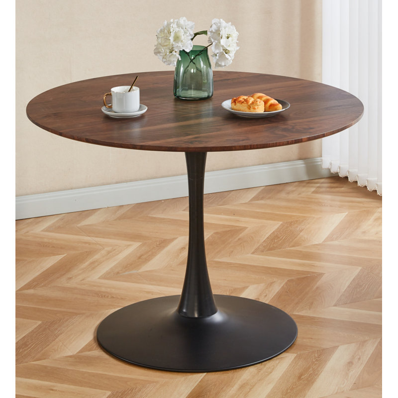 Table de salle à manger Bjarnheiur, Noir, En bois, H 28,8 po x l 42,12 po x P 42,12 po
