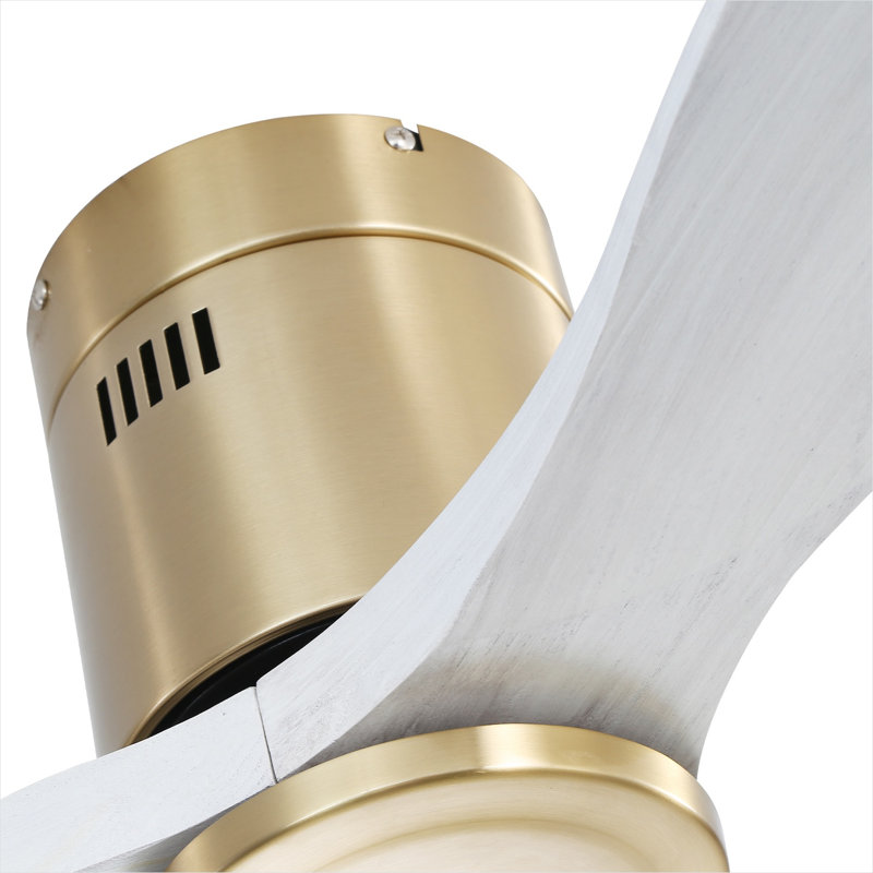 Ventilateur de plafond en métal et bois pour chambre à coucher et salon, 52 po, avec télécommande, moteur à courant continu