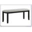 Ensemble de salle à manger contemporain 6 pièces avec table rectangulaire, finition bicolore, base en bois, chaises à dossier échelle et banc en noir et gris