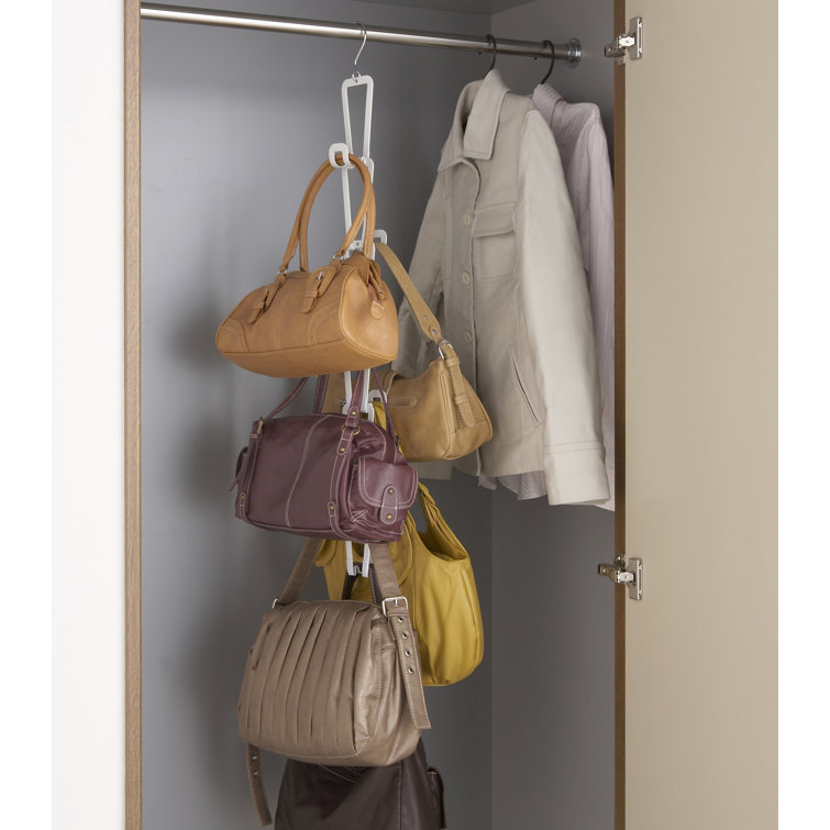 Wall Mount Handbag Purse Holder(Pack of 2 Golden), Metal Hanging Handbag Storage Tote Bag Organizer with 2 Large Heavy-Duty Shelves for Wardrobe