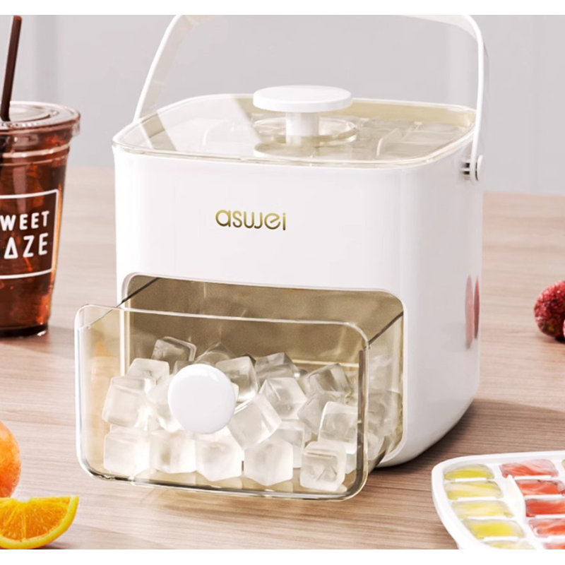 Plateau à glaçons de qualité alimentaire, machine à glaçons de grande capacité avec boîte de rangement, moule à glace de type presse pour congélateur, utilisation domestique - blanc