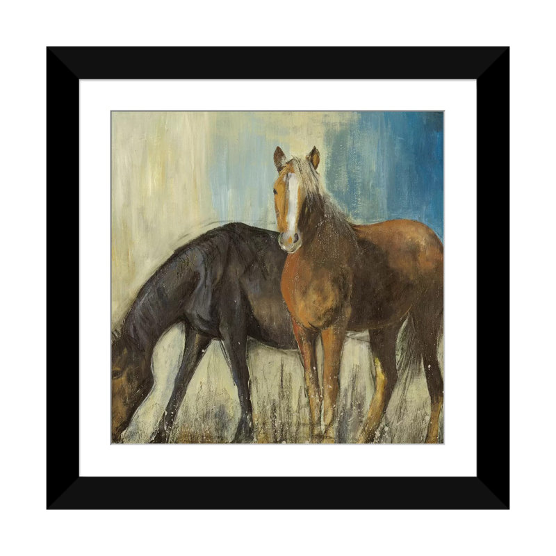 « cheval ii », impression sur toile, H 16 po x l 16 po x P 1 po, Papier d'art encadré noir, Blanc