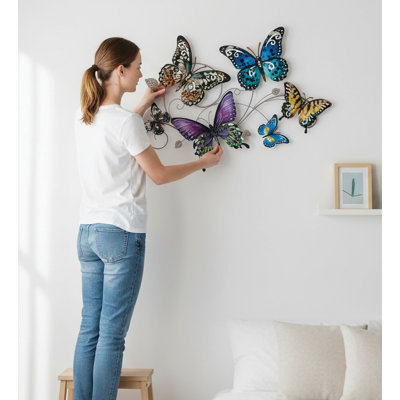 Décoration murale papillon en verre et métal 28 po Garden Vibe