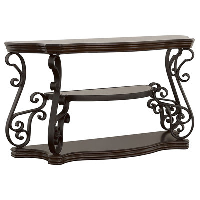 Gretta Merlot 2-Shelf Sofa Console Table with Durable Construction and Spacious Storage, Perfect for Modern Living Rooms