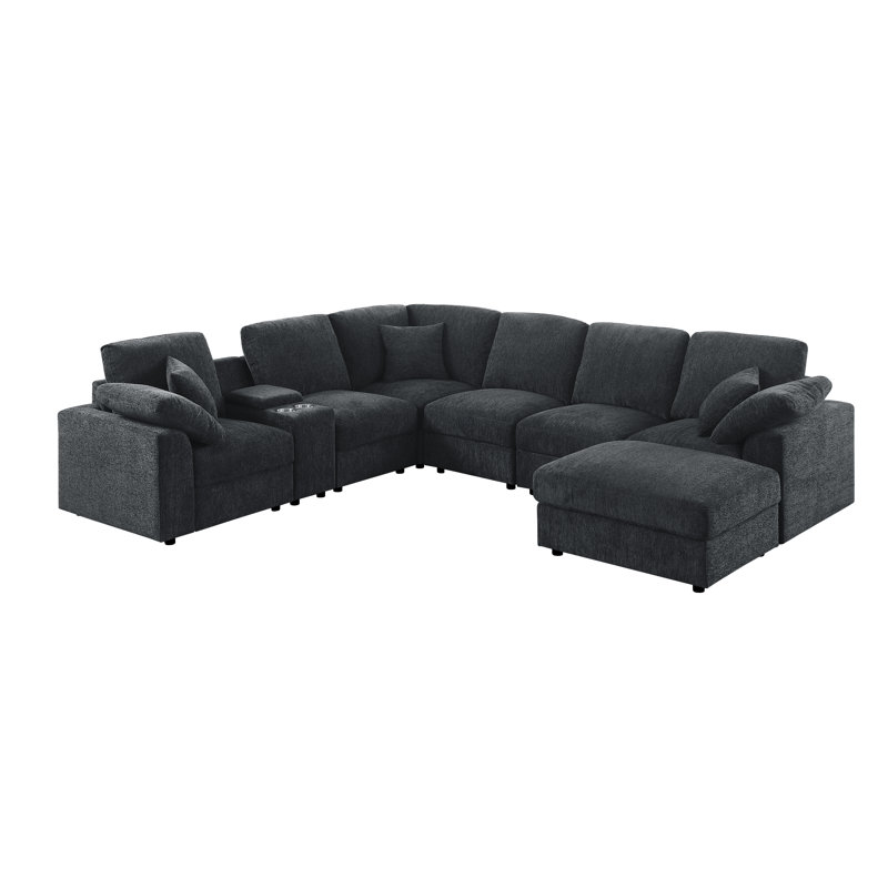Canapé modulaire de coin Lindale, Chenille grise foncée