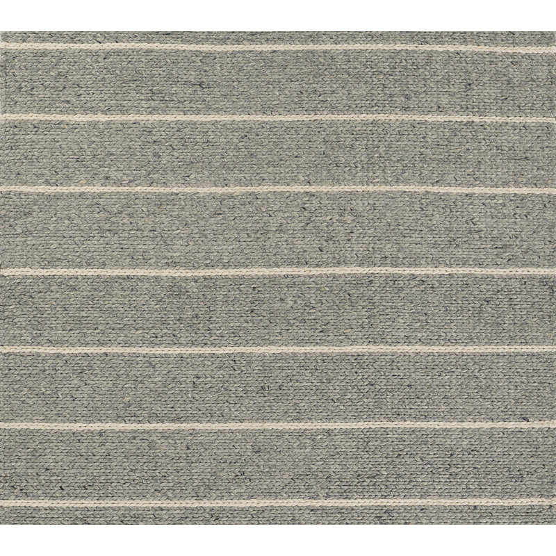 Tapis gris / beige en laine et coton tressé à la main Lemington, Tapis de couloir 2 pi 6 po x 8 pi