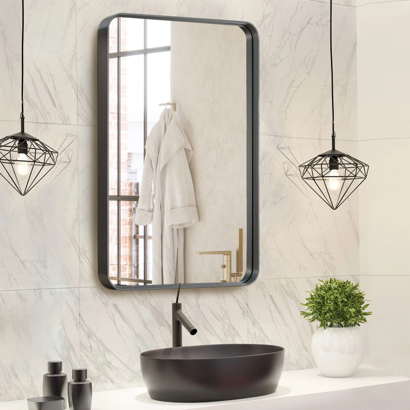 Miroir de salle de bain Morelock, Noir, 32" x 22"