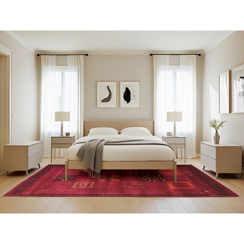 Tapis rouge / brun Contemporary, Rectangle 5 pi x 8 pi