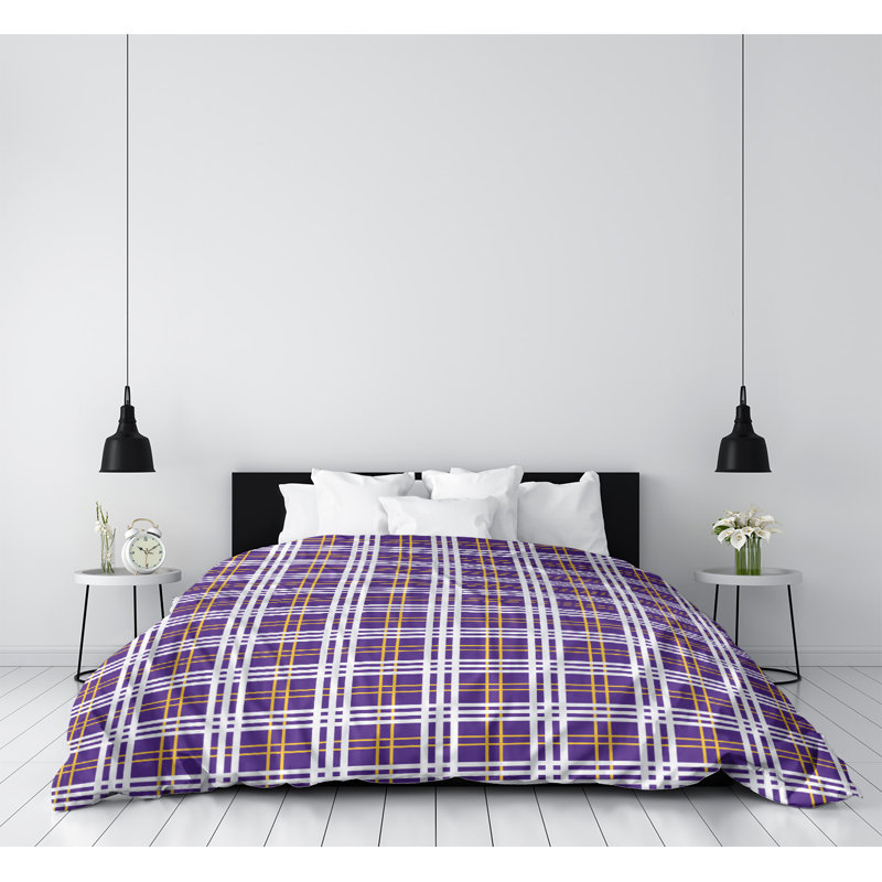 Housse de couette simple Minnesota Football Luxury, Mauve / doré / blanc, Housse de couette pour lit simple, Polyester brossé