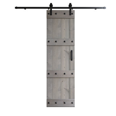 Castle Series 84'' Solid Wood Paneled Satin without Installation Hardware Kit Barn Door