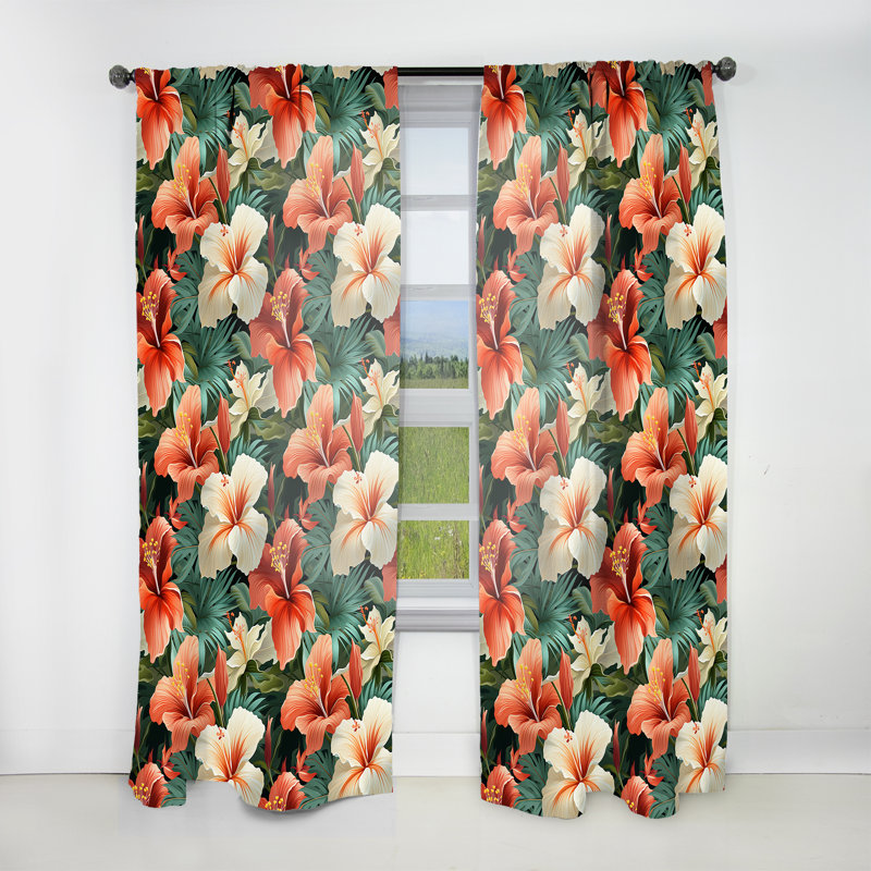 Paradise Mirage - motif tropical II - rideau floral - velours obscurcissant - 1 panneau, L 52 po x L 120 po