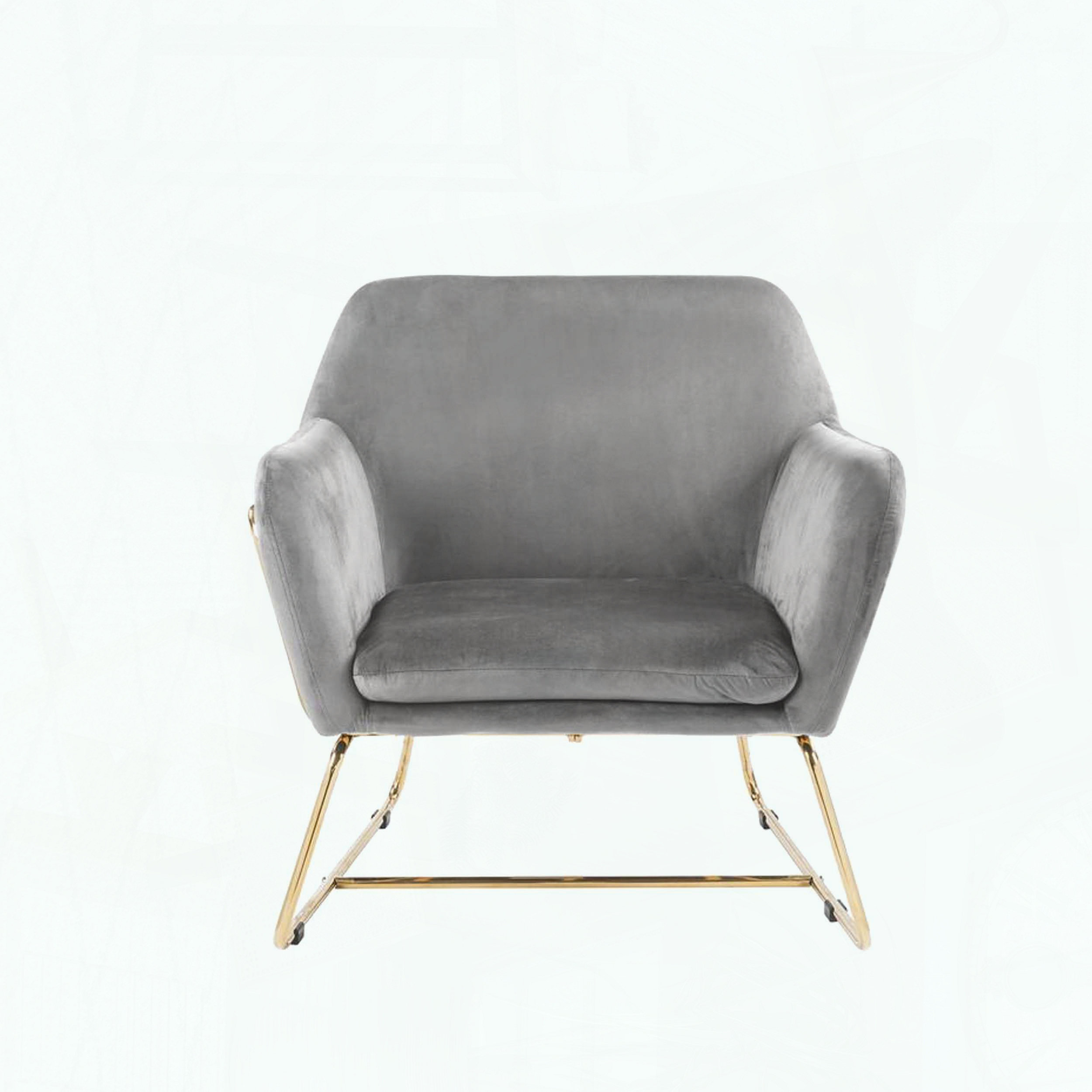 Ebern Designs Velvet Accent Chair with Gold Metal Legs, Glam Decor ...