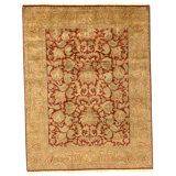 Hand Knotted Wool Oriental Area Rug in Red And Gold