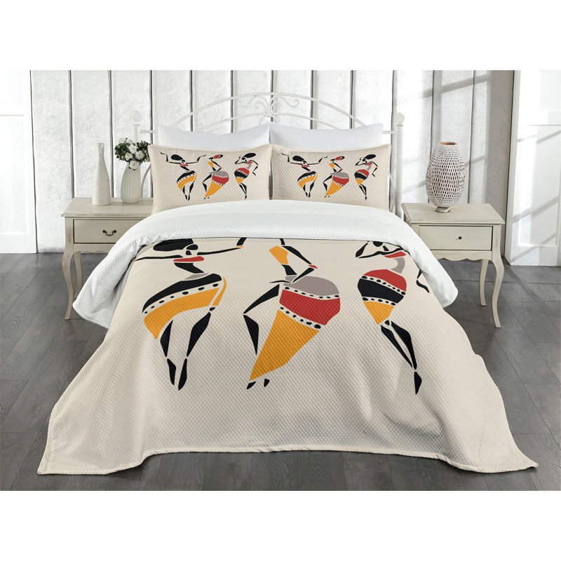 Queen Size Multicolor Quilted Bedspread Set with Pillow Shams