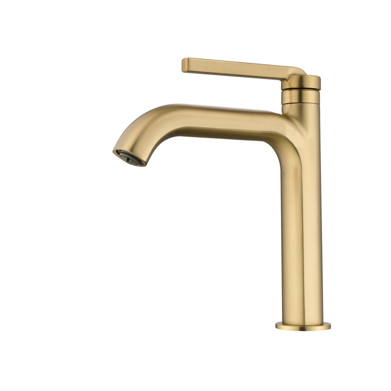 Robinet de salle de bain à un trou avec ensemble de bonde et eau chaude / froide, Or brossé