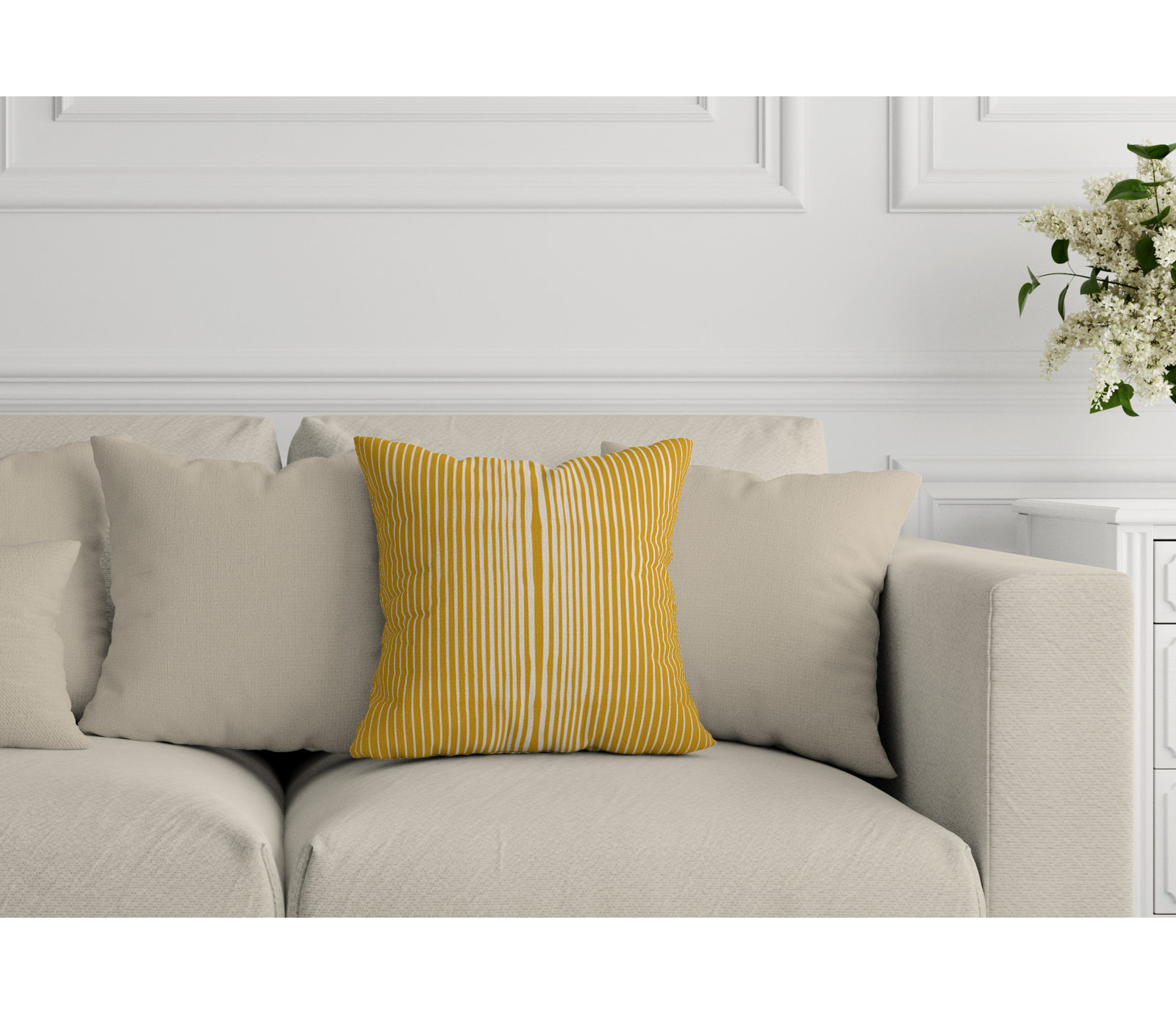 Ash Striped Indoor/Outdoor Throw Pillow, 20" x 20", Yellow