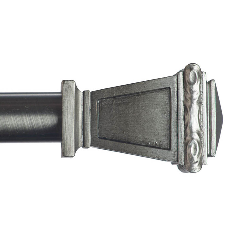 Tringle à rideaux simple 1,125 Clukey, H 3,5 po x l 120 po x P 5,25 po, Argent antique