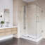Cabine de douche à charnière sans cadre avec verre transparent 3/8 et base Pacifica l 36 po x P 48 po x H 79 po-460889864-460889863