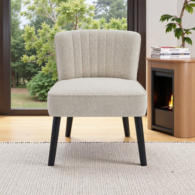 Elegant Small Space Boucle Accent Chair with Channel Back Design – Stylish & Comfortable Compact Seating