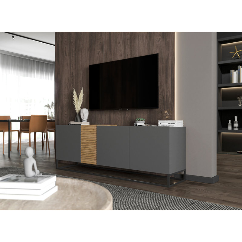 Lillymae TV Stand for TVs up to 75", Oak Artisan/Gray Matt