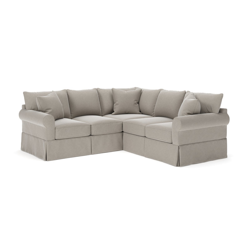Amari Slipcovered L-Sectional, Left Hand Facing, Drusky Linen Sustain® Basketweave