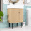Ensemble de meuble-lavabo de salle de bain avec lavabo en céramique, rangement à droite et pieds dorés-2107446029