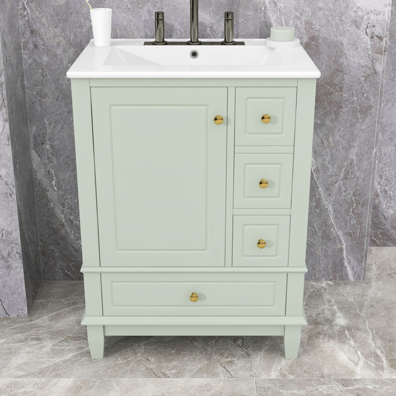 Meuble-lavabo avec lavabo, tiroirs et porte