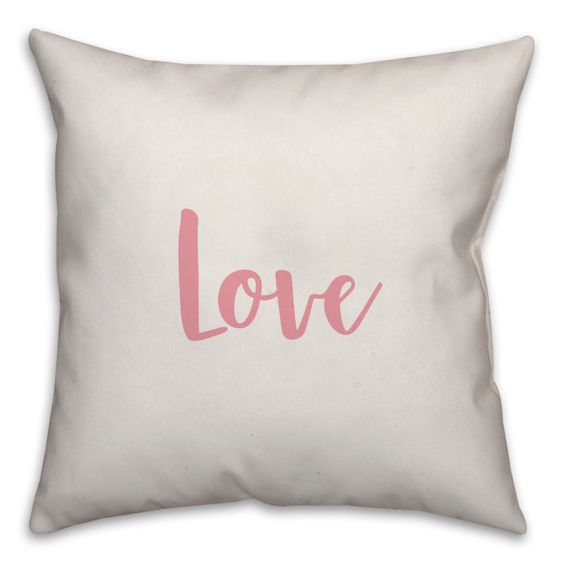  Coussin Love, Coussin décoratif, Blanc / rose