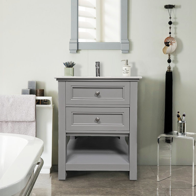 24'' Single Bathroom Vanity with Ceramic Top
