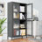 Classic Metal Storage Cabinet Display Cabinet With  Glass Doors  Shelves Cabinet  Bookcase Side Cabinet  Home Office  Kitchen Hallway - Black, Waffle Grids Tempered Glass