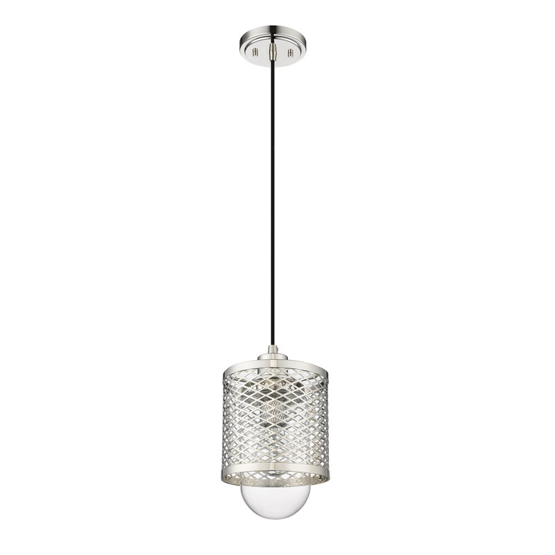 Mini-luminaire suspendu 1 lumière Kipton, Nickel poli