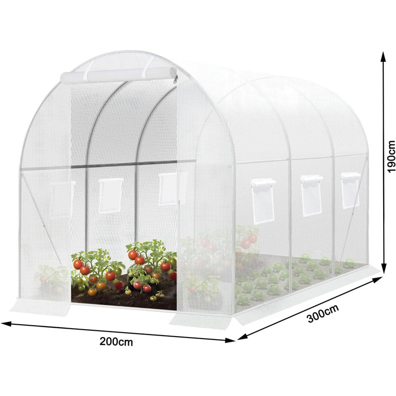 7 Ft W x 9 Ft D Hobby Greenhouse, White