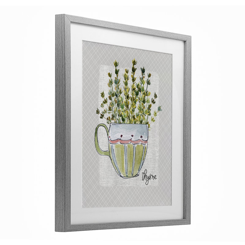 Thym Herb, impression sous verre encadrée, par Livi Finn, H 21 po x l 17 po, Cadre de ferme gris sous verre Farmhouse