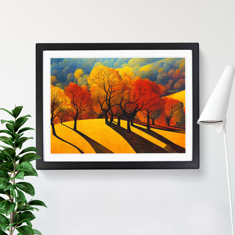 Evocative Autumn Forest - Framed Print, 46cm H x 64cm W x 2cm D, Black
