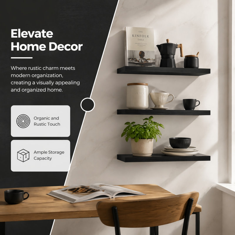 Floating Shelves Wall Mounted Rustic Wood Shelves (Set of 3)