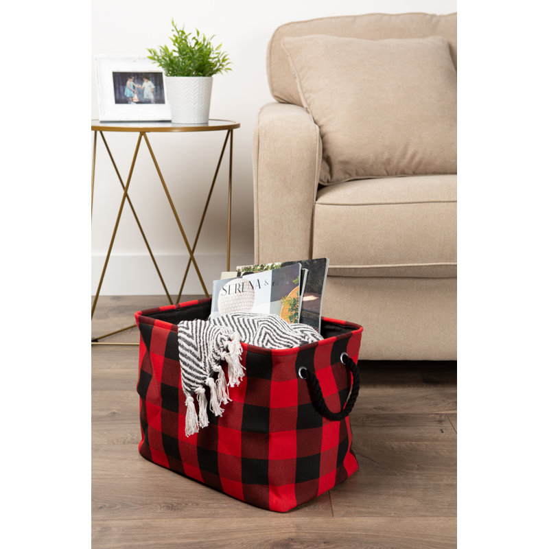 Bac en tissu Coleto Buffalo Check, H 15 po x l 12 po x P 17,75 po, Rouge / Noir