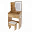Table de coiffeuse avec miroir lumineux à DEL, prise de courant, support pour sèche-cheveux et tabouret