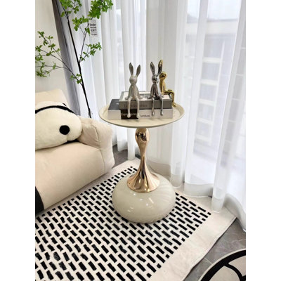 Modern Side Table with Weighted Base, Scratch-Resistant & Nano-Coated Finish - Versatile Accent Table for Living Room, Bedroom, Balcony