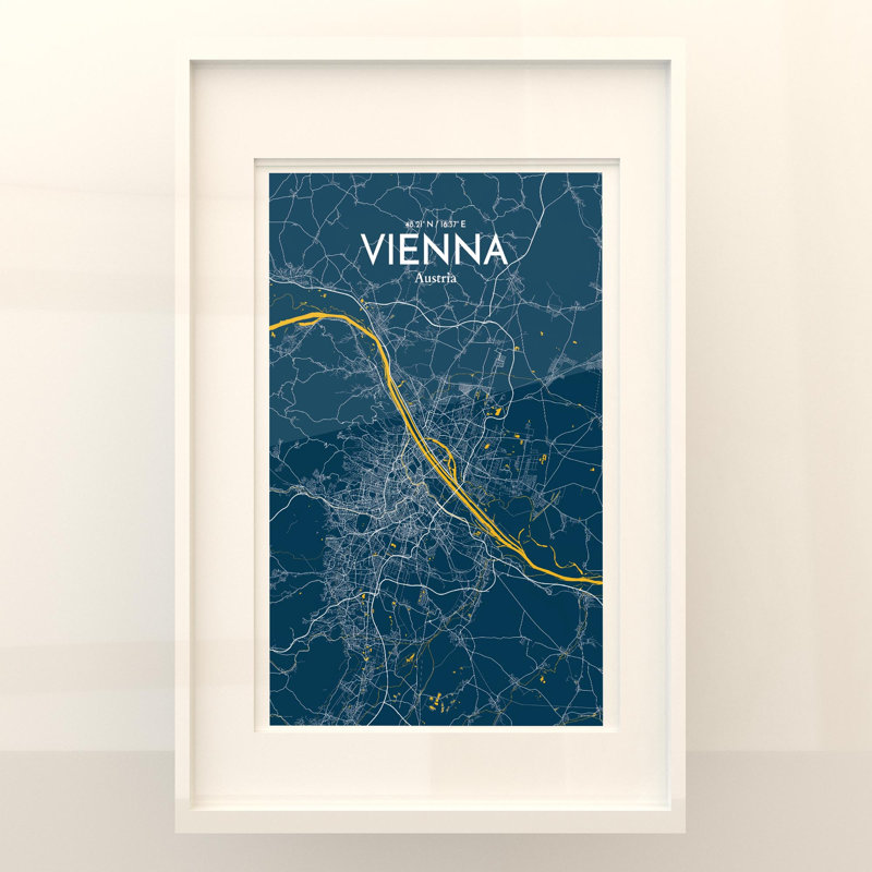 Vienna City Map In Amuse - No Frame Print, 17cm H x 11cm W x 0.05cm D