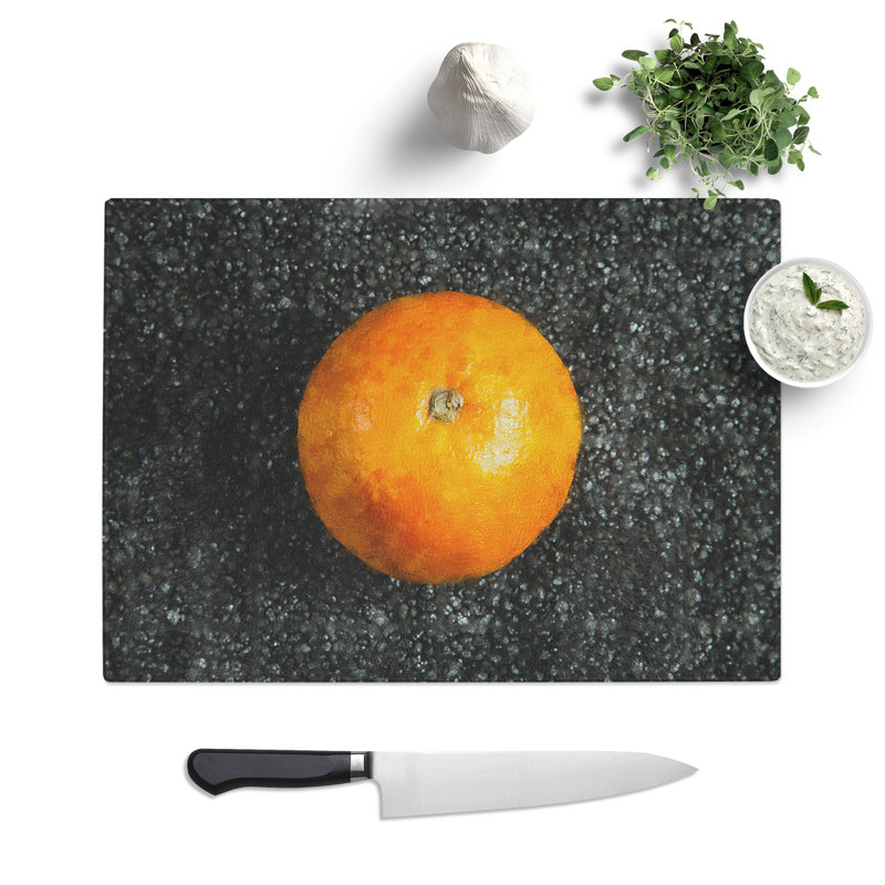 Orange Fruit Painting Chopping Board, 0.4cm H x 20cm W x 28.5cm L